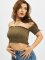 Urban Classics Tops sans manche Cold Shoulder Smoke Cropped olive